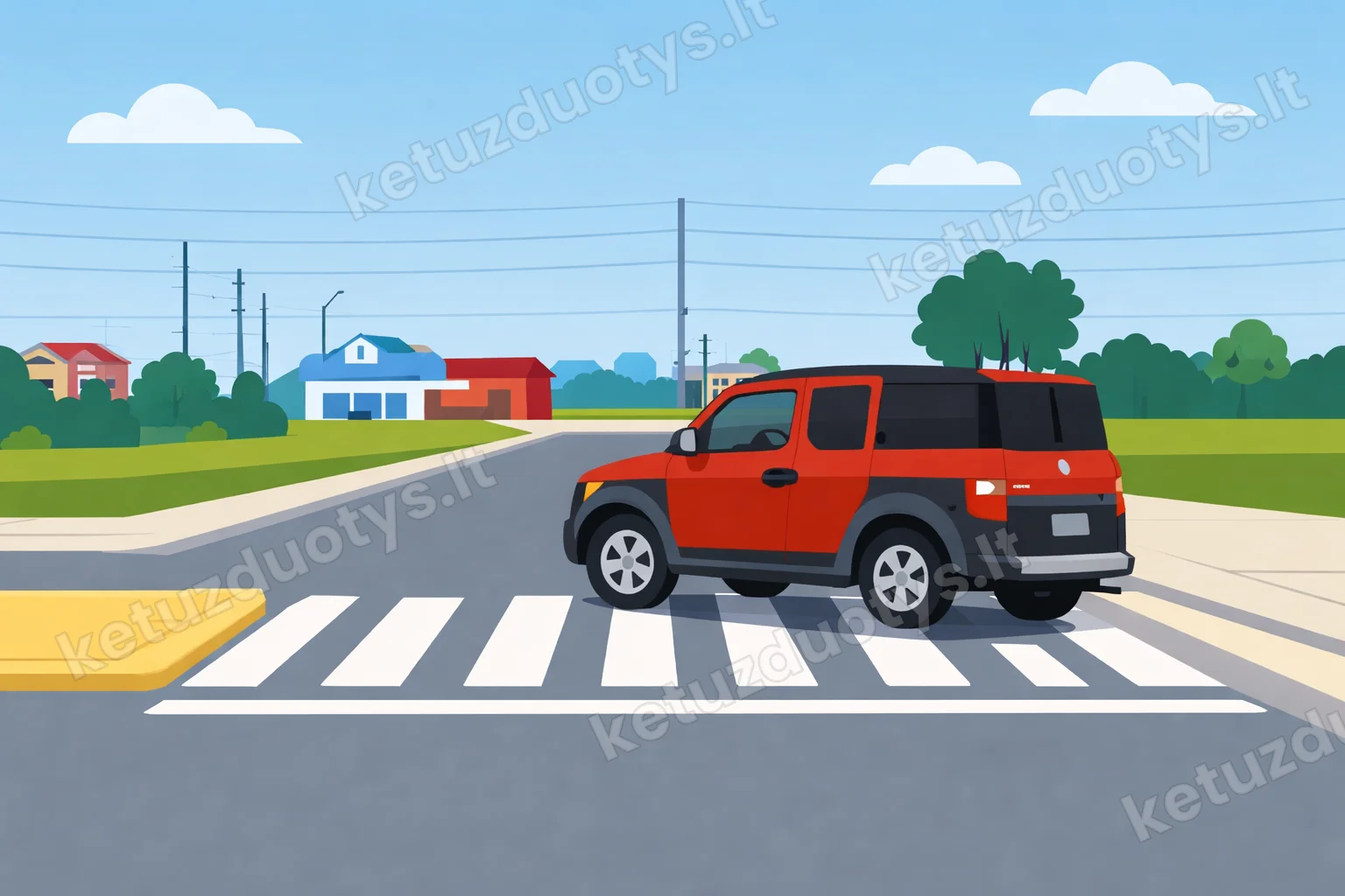 A collage of three locations: a bridge, a pedestrian crossing, and a road with poor visibility around a curve. A car attempting a U-turn is shown in each location with a prohibition symbol over it.